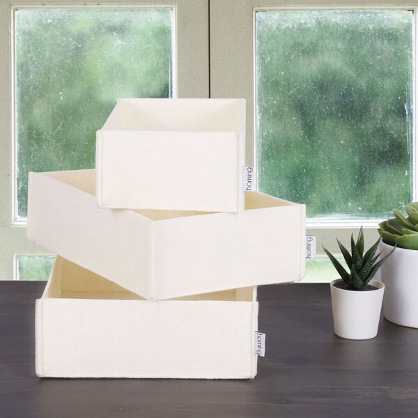 Set organizator de birou din fetru (3 bucati) HMY-6271 Crem 32x21x7.5 cm