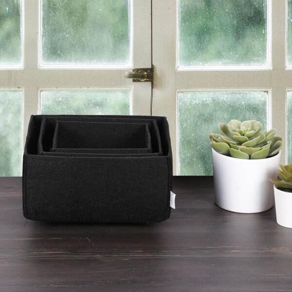 Set organizator de birou din fetru (3 bucati) HMY-6268 Negru 22.5x22.5x10 cm