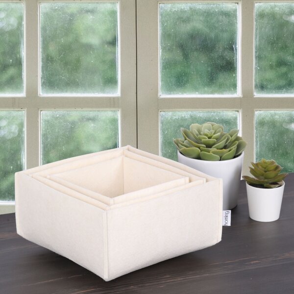 Set organizator de birou din fetru (3 bucati) HMY-6268 Crem 22.5x22.5x10 cm