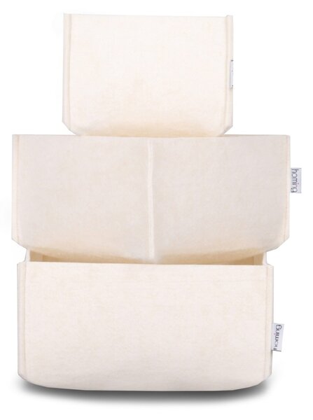 Set organizator de birou din fetru (3 bucati) HMY-6268 Crem 22.5x22.5x10 cm