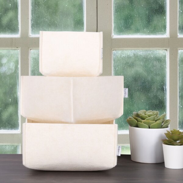 Set organizator de birou din fetru (3 bucati) HMY-6268 Crem 22.5x22.5x10 cm