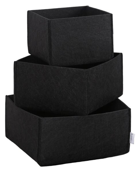 Set organizator de birou din fetru (3 bucati) HMY-6268 Negru 22.5x22.5x10 cm