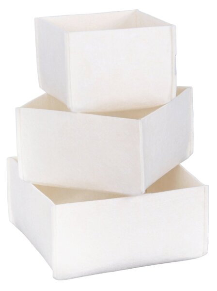 Set organizator de birou din fetru (3 bucati) HMY-6268 Crem 22.5x22.5x10 cm