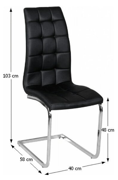 Scaun bucatarie DULCIA, negru/crom, piele ecologica/metal, 40x58x103x4