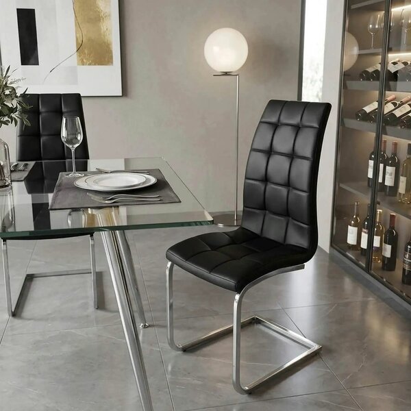 Scaun bucatarie DULCIA, negru/crom, piele ecologica/metal, 40x58x103x4