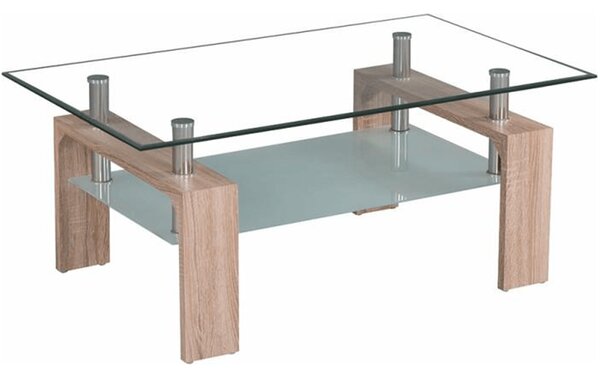 Masuta de cafea LIBOR NEW, stejar sonoma/transparent, MDF/sticla secur