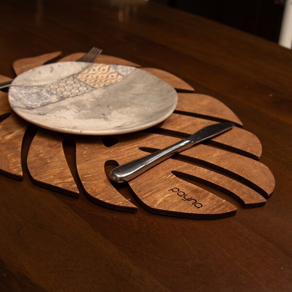 Set suporturi farfurii din lemn (4 bucati) Monstera Nuc 33x45 cm