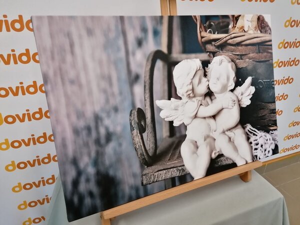 Tablou statuete de îngeri pe bancă