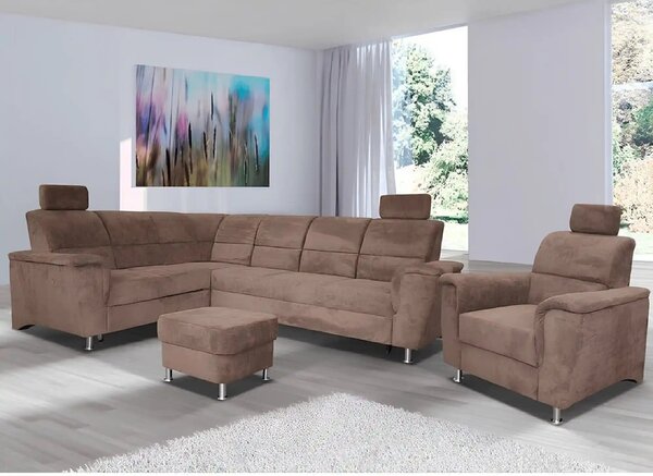 Taburet SANTIAGO, stofa catifelata maro - Matrix 5, 58x58x41 cm