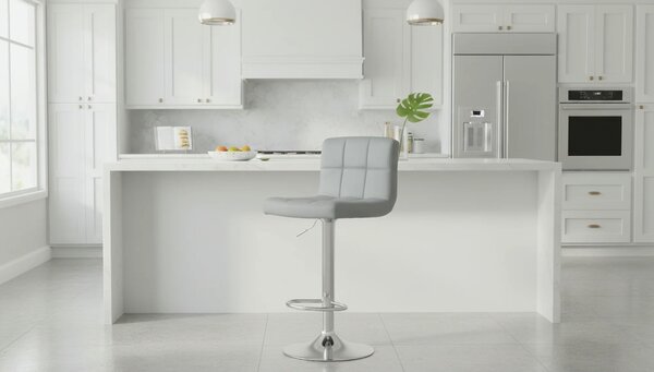 Scaun bar KANDY NEW, gri/crom, piele ecologica/metal, 40x41x87/107 cm