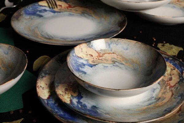Set vesela de masa (24 bucati) GBSATN24Y4101615 Alb 25x25x2 cm