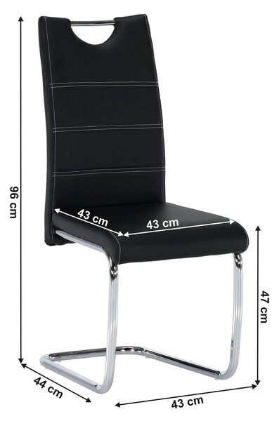 Scaun ABIRA NEW, negru/crom, piele PU/metal, 43x44x96 cm