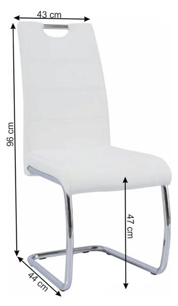Scaun ABIRA NEW, alb/crom, piele ecologica/metal, 43x44x96 cm