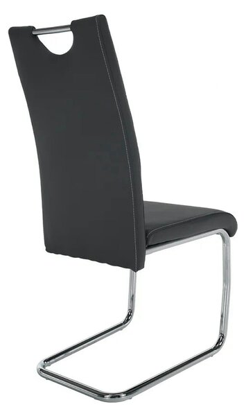 Scaun dining ABIRA NEW, gri inchis/crom, piele ecologica/metal, 44x57x