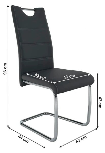 Scaun dining ABIRA NEW, gri inchis/crom, piele ecologica/metal, 44x57x