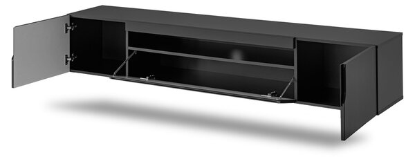 Comoda TV suspendatăă Loftia 200 cm cu nișă – negru mat