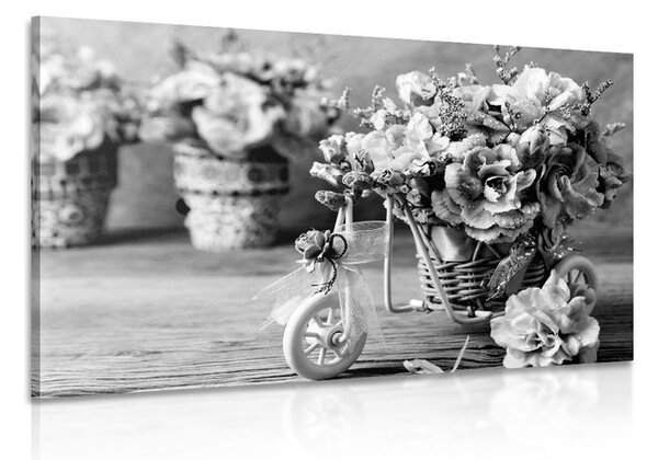 Tablou garoafă roz romantică într-o atingere vintage în design alb-negru