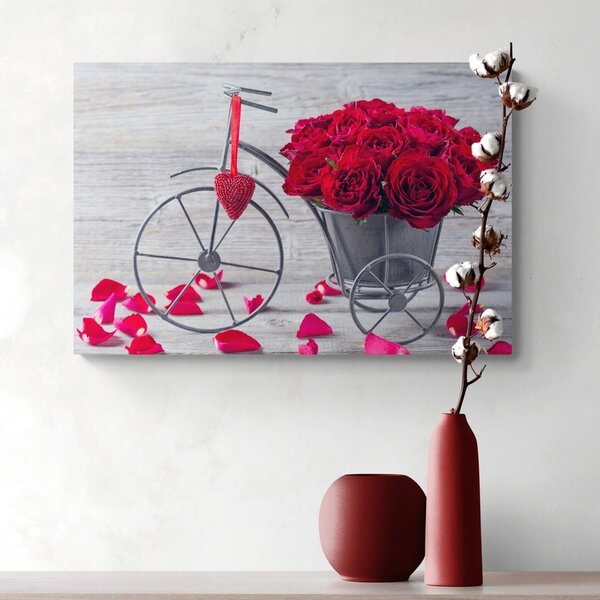 Tablou bicicletă plină de trandafiri