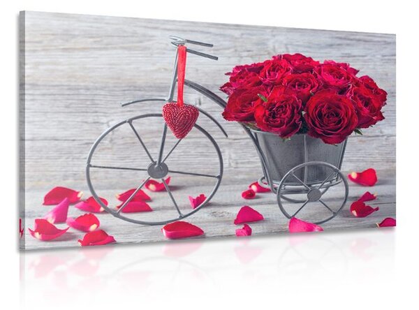 Tablou bicicletă plină de trandafiri