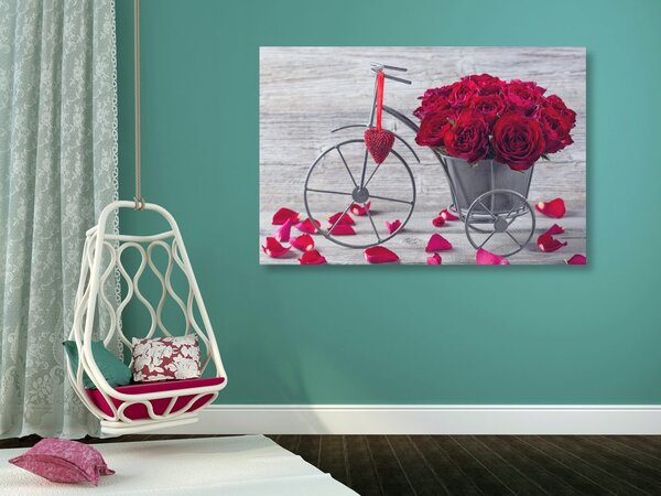 Tablou bicicletă plină de trandafiri