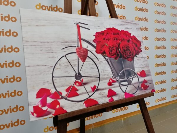Tablou bicicletă plină de trandafiri