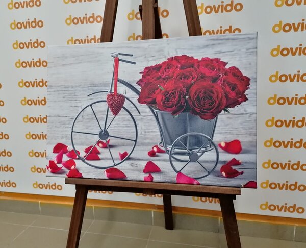 Tablou bicicletă plină de trandafiri