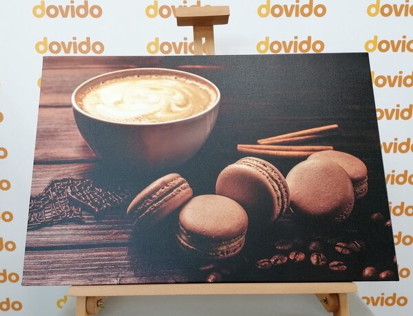 Tablou cafea cu macarons de ciocolată