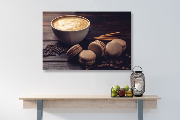 Tablou cafea cu macarons de ciocolată