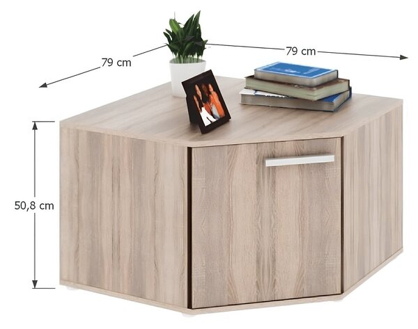 Comoda de colt DUNAJ TIP 14, stejar sonoma, DTD laminat, 79x79x51 cm