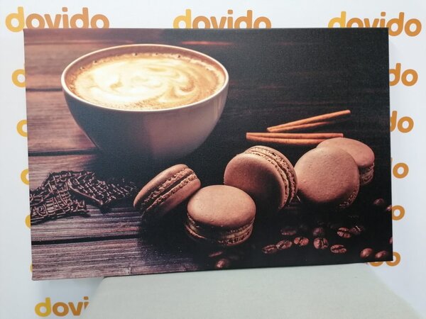 Tablou cafea cu macarons de ciocolată