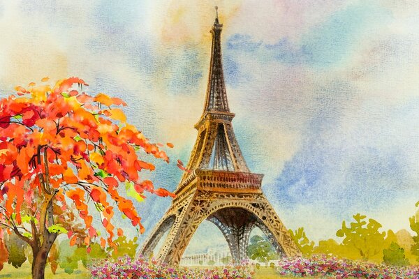 Tablou Turnului Eiffel în culori pastelate