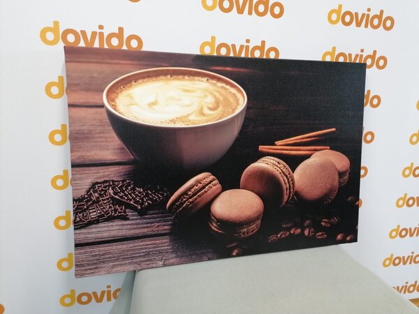 Tablou cafea cu macarons de ciocolată
