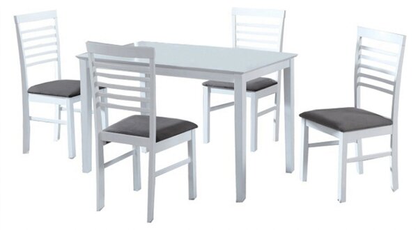 Set masa si 4 scaune BRISBO, alb/gri