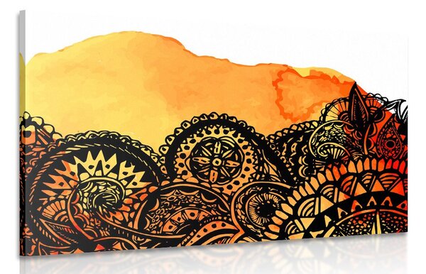 Tablou Mandala acuarel portocaliu