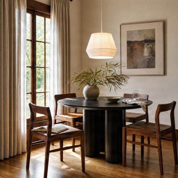 Lindby Lampă suspendată Vitore, Ø 40 cm, textil, alb, reglabil, Alb, Camera de zi / sufragerie, Țesătură / Textil, Scandinavă