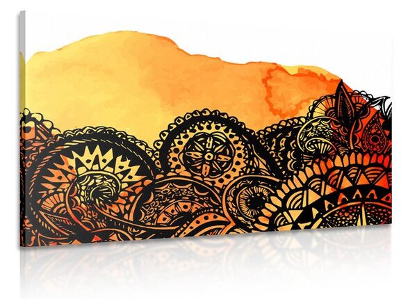Tablou Mandala acuarel portocaliu
