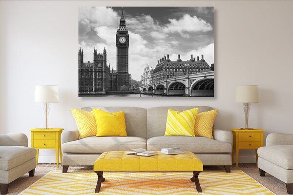 Tablou Big Ben în Londra în design alb-negru
