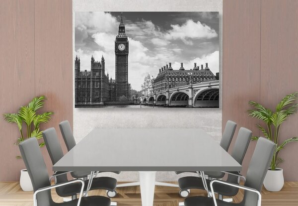 Tablou Big Ben în Londra în design alb-negru