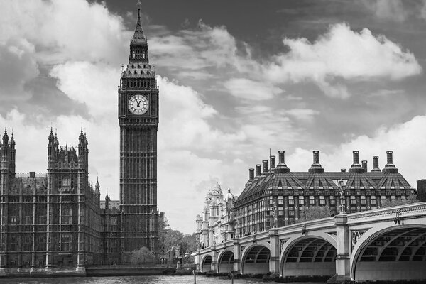 Tablou Big Ben în Londra în design alb-negru
