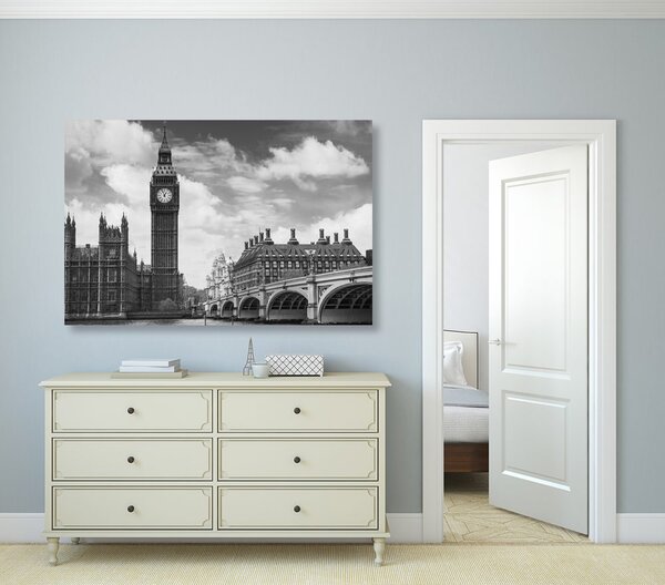 Tablou Big Ben în Londra în design alb-negru