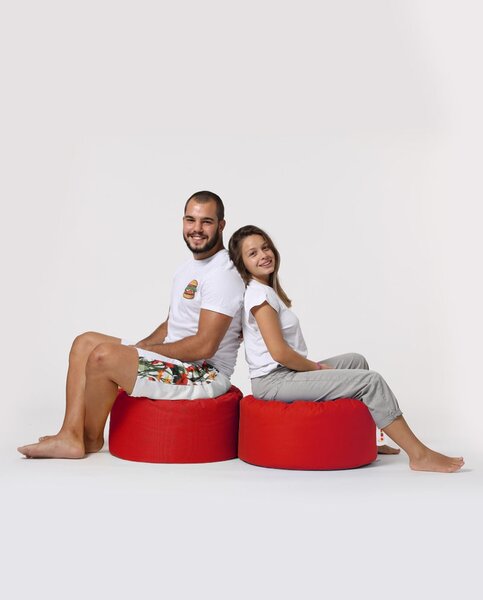 Taburet puf de gradina Round Rosu 55x30 cm