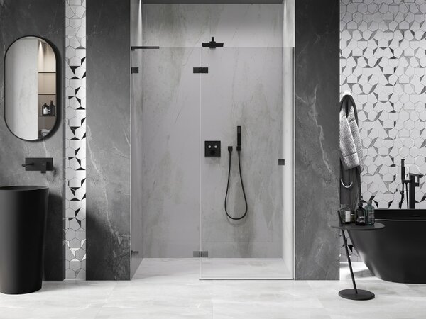 Mexen, Ușă de duș pivotantă Mexen Lunar L, stânga, 130 cm, transparentă, gri bronz periat - 834L-130-000-66-00-L