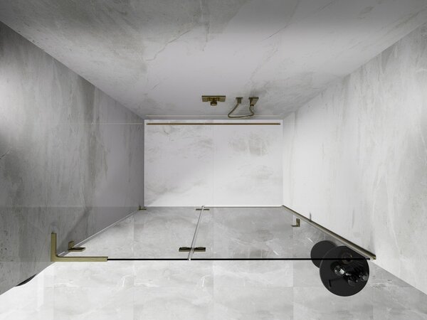 Mexen, Ușă de duș pivotantă Mexen Lunar L, stânga, 130 cm, transparentă, auriu periat - 834L-130-000-55-00-L