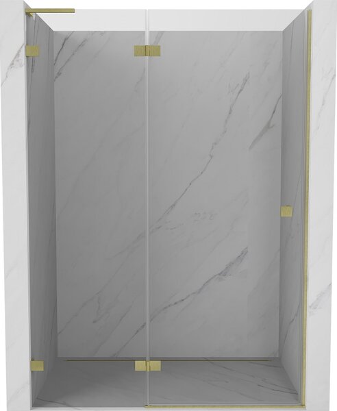 Mexen, Ușă de duș pivotantă Mexen Lunar L, stânga, 130 cm, transparentă, auriu periat - 834L-130-000-55-00-L
