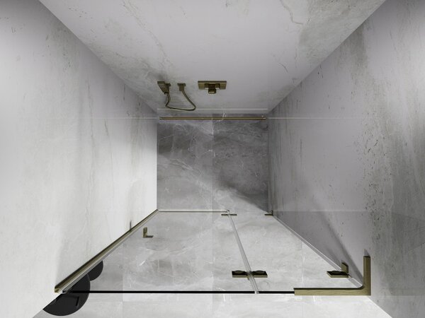 Mexen, Ușă de duș cu balamale Mexen Lunar L, dreapta, 115 cm, transparentă, auriu periat - 834L-115-000-55-00-P