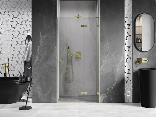 Mexen, Ușă de duș cu balamale Mexen Lunar L, dreapta, 115 cm, transparentă, auriu periat - 834L-115-000-55-00-P