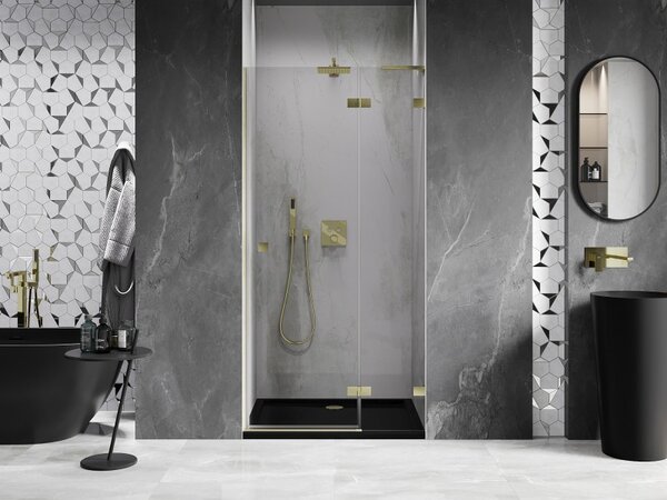 Mexen, Ușă de duș cu balamale Mexen Lunar L, dreapta, 115 cm, transparentă, auriu periat - 834L-115-000-55-00-P