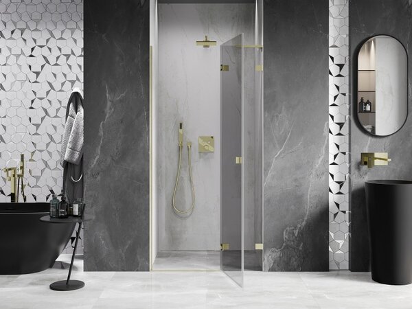 Mexen, Ușă de duș cu balamale Mexen Lunar L, dreapta, 115 cm, transparentă, auriu periat - 834L-115-000-55-00-P