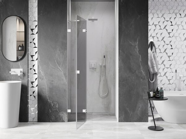 Mexen, Ușă de duș pivotantă Mexen Lunar, stânga, 70 cm, transparentă, albă - 834-070-000-20-00-L