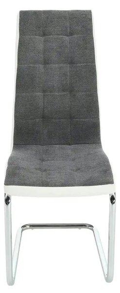 Scaun SALOMA NEW, gri/alb/crom, stofa clasica/piele ecologica/metal, 4